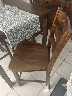 Wooden Pub Style Table and 4 Chairs