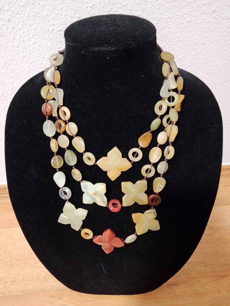 3 Stranded Multicolored JADE Necklace