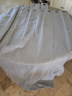 6 Gray Blue Curtain Panels