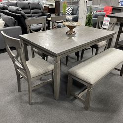 6PC Gray Dining Table Set