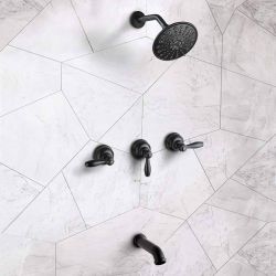 POP SANITARYWARE Matte Black 3 Handle Tub and Shower Faucet Set