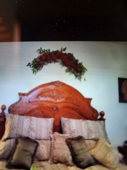 Queen size headboard and footboard, no mattress, three large hutches and an adult oak rocking chair.All 43 thousand dollars