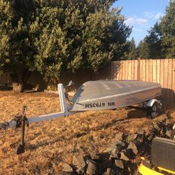 Craft 14ft Aluminum Fishing Boat And Trailer 