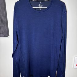 RARE Nike MEN Running Dri Fit Long Sleeve Training Shirt Sz XL Navy Blue VINTAGE