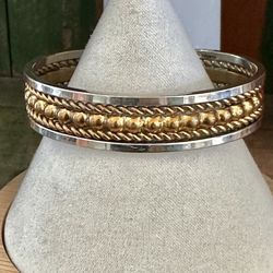  Braided Sterling Silver, Brass & Copper Cuff Bracelet