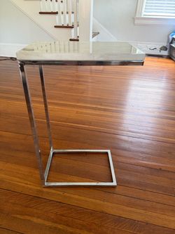 C-Shape Side Table with Faux Marble Top