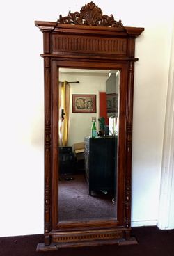 Solid Wood Hand Carved Mirror - Beveled Glass