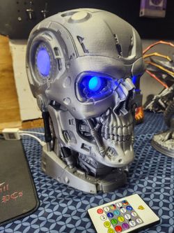 Life Size Cybernetic Robot Skull With Rgb LED Lighting