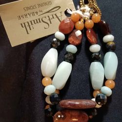  Genuine Stones Earthtones Bracelet NEW