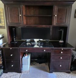 Solid Wood Executive Desk & Hutch