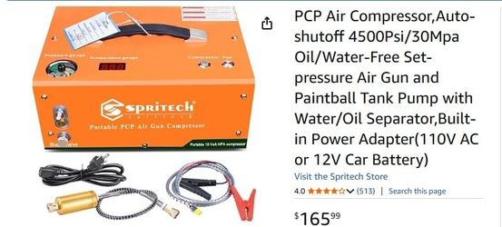 PCP Air Compressor,Auto-shutoff 4500Psi/30Mpa Oil/Water-Free Set-pressure