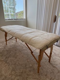 White Fleece Spa/Massage Table cushion + Matching head rest