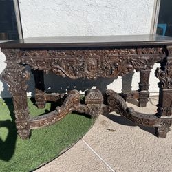 Carved Wood Console Table