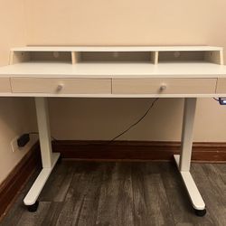 Like New Electric Standing Desk w/Drawers & Monitor Stand