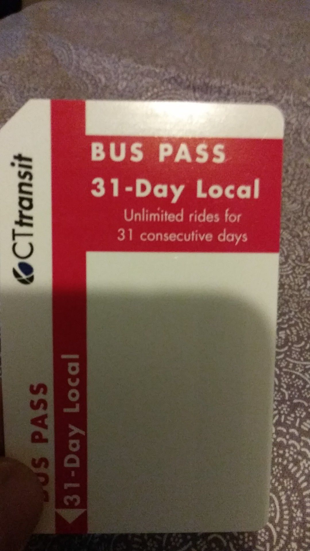31 day Bus pass