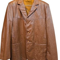 Vintage SEARS Leather Blazer, Men's Size 44 Regular