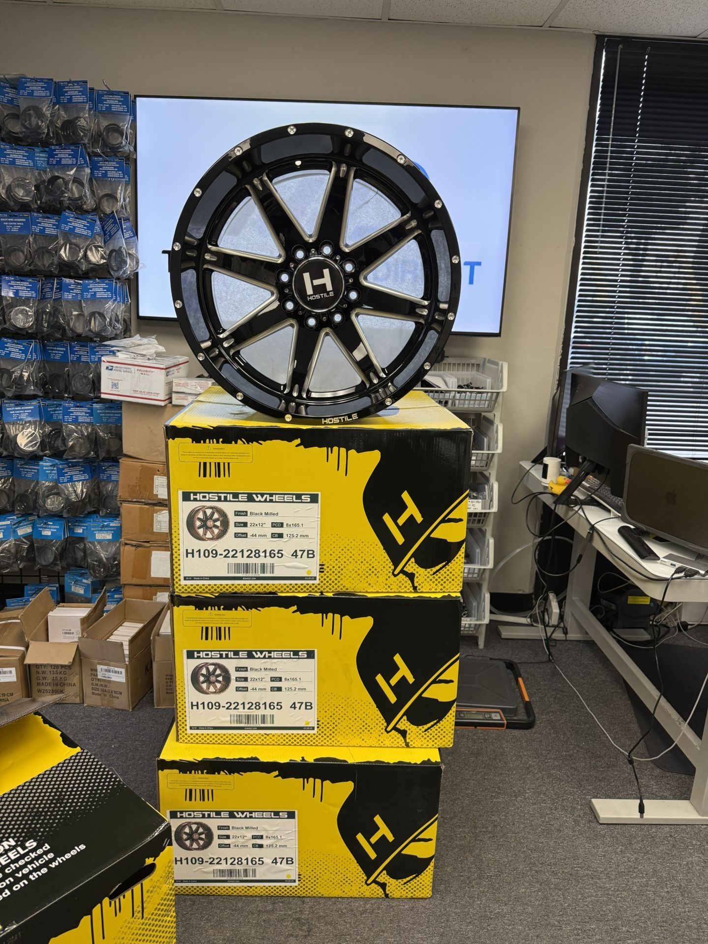 22x12 Hostile H109 Alpha Blade Cut (Black Milled) Wheels 8x6.5 (-44mm) Set of 4