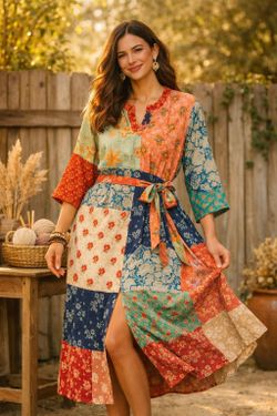 Art Studio Company Handmade Cotton Patchwork Robe Kimono