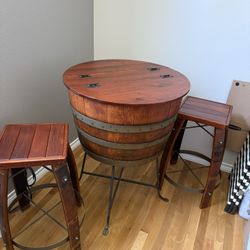 Napa Valley Wine Barrel Bistro Table Set With cooler Table 