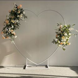 Selling Excellent Condition Backdrop Wedding, Bridal Shower, Baby Shower, Flower Heart-Shape Metal Arch, Faux flowers and drapery included! $264.99 Thumbnail