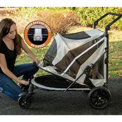 Pet Gear NO-Zip Pet Stroller with Dual Entry, Push Button Zipperless Entry for Single or Multiple Dogs