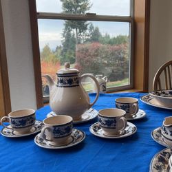 Sonoma by Johnson Brothers - Coffee/ Tea Pot with tray plus  4 cup and saucer sets