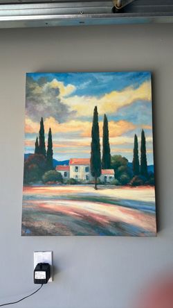 Large Tuscan Landscape Oil Painting on Canvas
