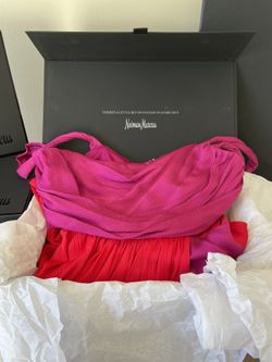 AMUR COCKTAIL DRESS Coral Purple PERSEY Mermaid Straps Size 8 PRE OWNED EXCELLENT FROM SAKS FIFTH AVENUE 