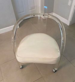 Mid-Century Lucite Clear Acrylic Rolling Arm Chair