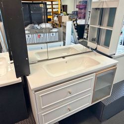 New 40” Floating Wooden Vanity Combo Sink Vanity and Medicine Cabinet