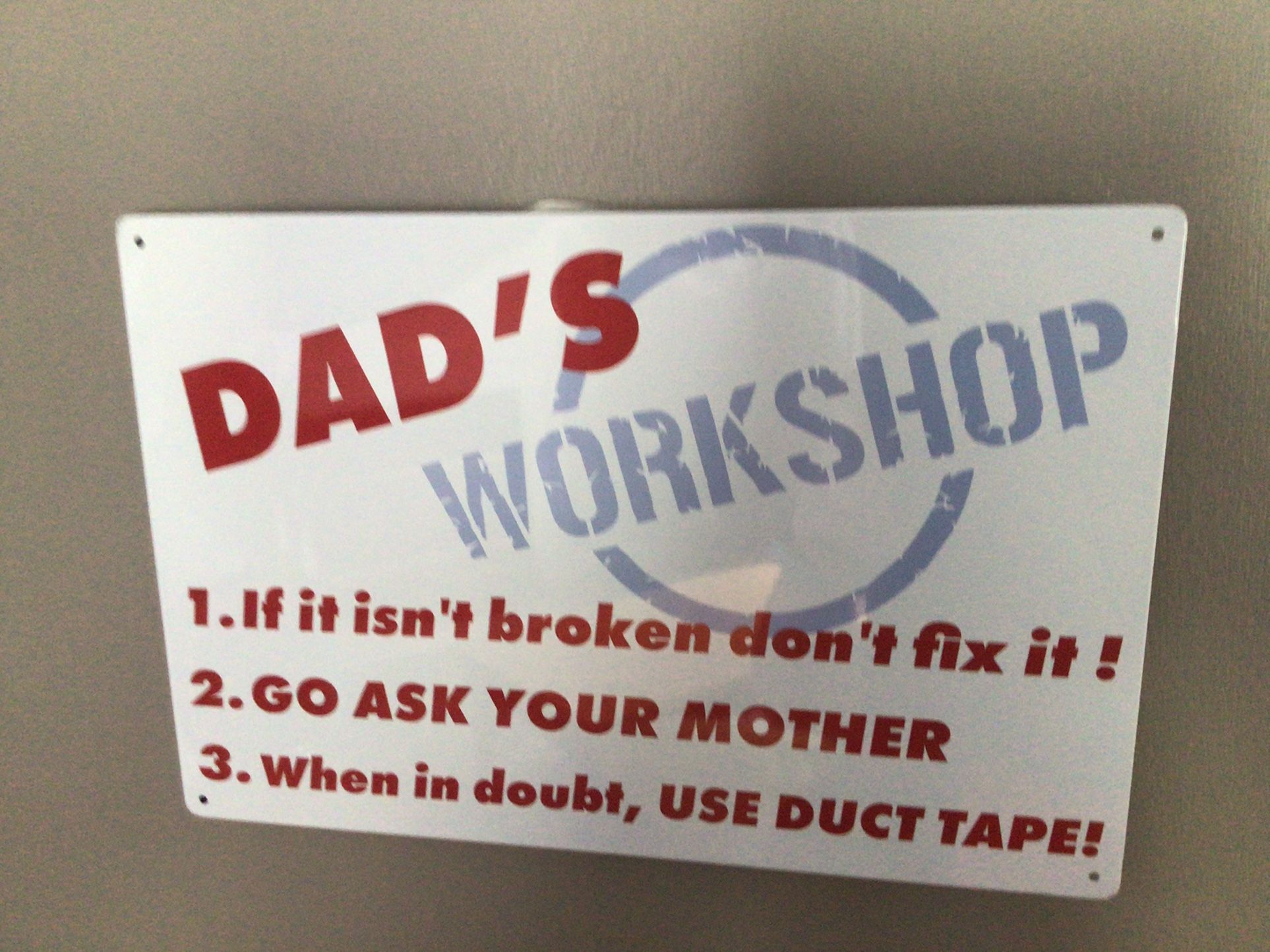 Dad’s Workshop Colorful Lightweight Tin Wall Decor