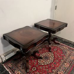 Pair of Antique Wooden Large Side Tables w/Wheels - Delivery Extra
