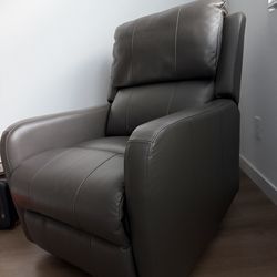 Grey Leather Power Recliner