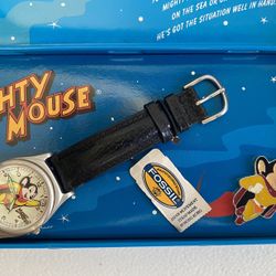 New In Case Vintage ‘94 FOSSIL Mighty Mouse Limited Ed . #6261 Of 15,000 Made All Original Packaging New Battery