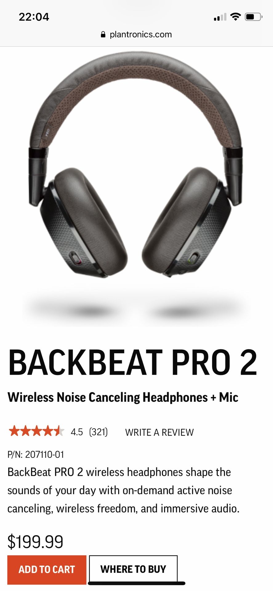 Plantronics Backbeat Pro 2 Headphones