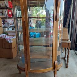 Antique Curved Glass China Cabinet