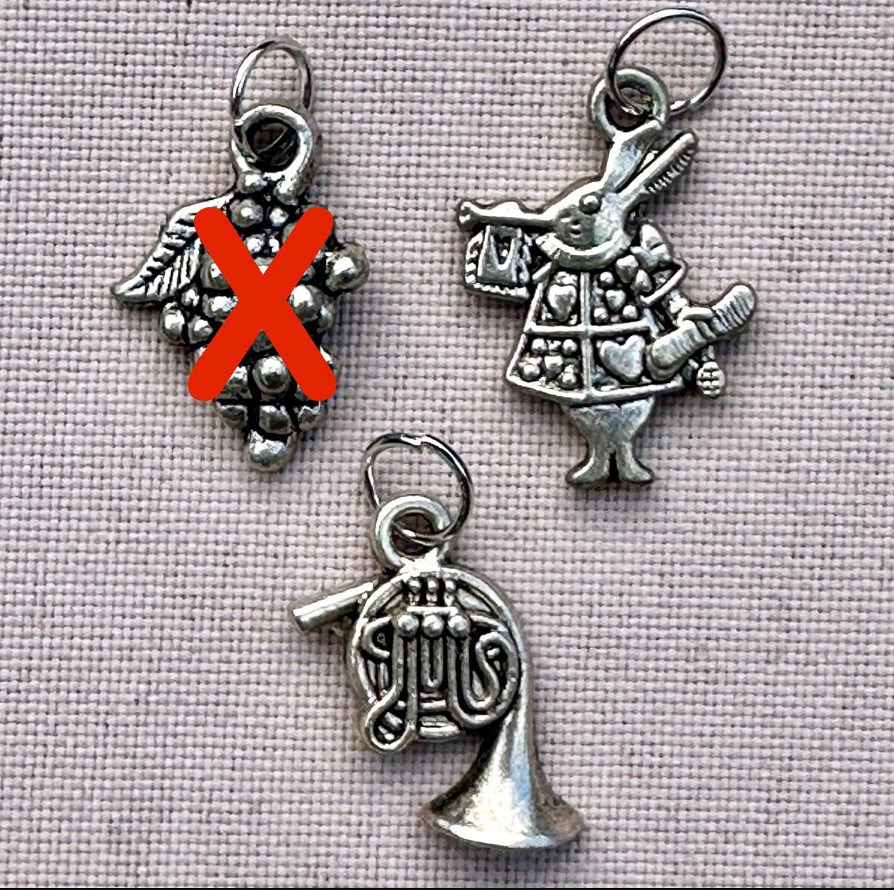 π Fun silver tone tuba French horn charm pendant