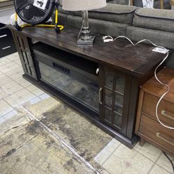 Dark Wooden Fireplace From Costco