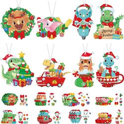 Christmas Craft Kit for Kids Dinosaur Decorations DIY Dinosaur Ornaments 24 Sets