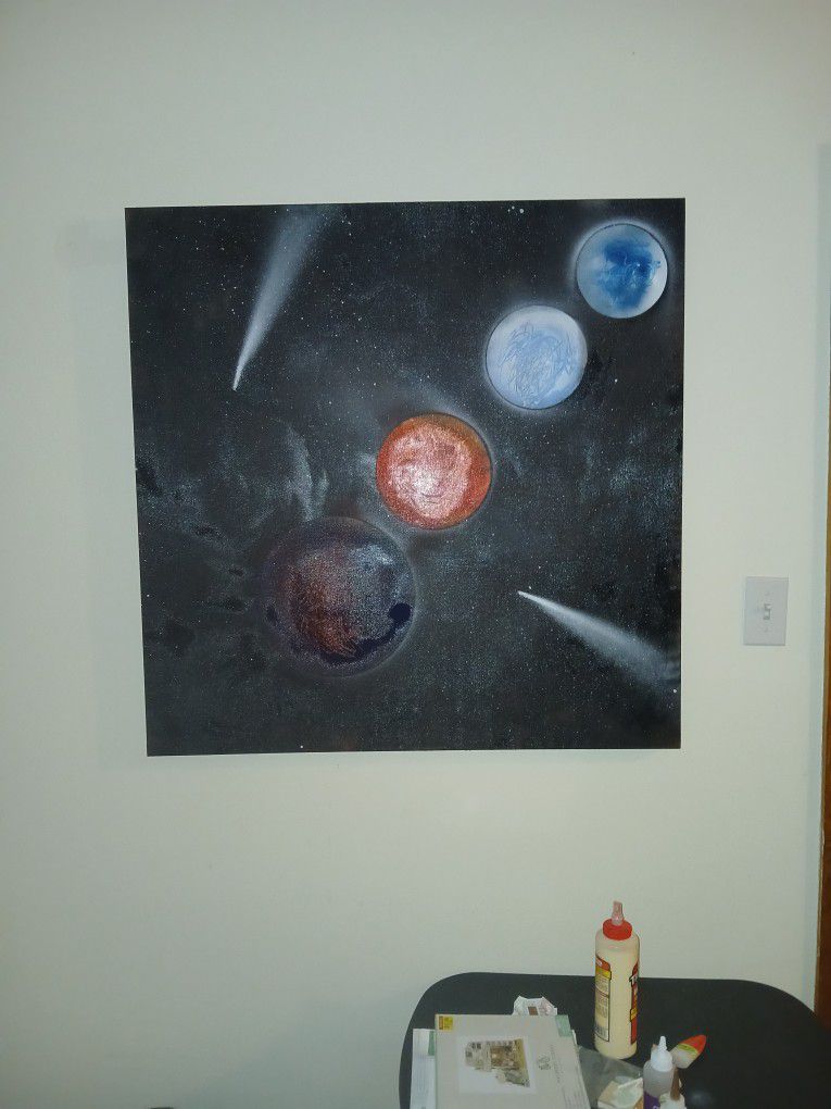 Original Painting Of Mine The Length Is 34.5in And The Height Is Also 34.5in