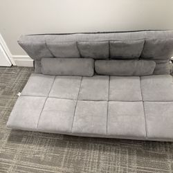51.25" Grey Suede Double Floor Sofa Bed with 7-Position Adjustable Backrest