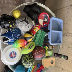Table Filled With Children’s Kids Outdoor Toys, Basketball Catch Game, Water Table Indoor Games