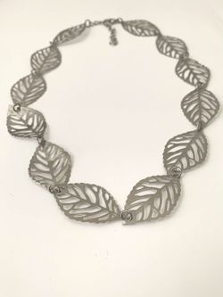 Silver Tone Leaf Necklace
