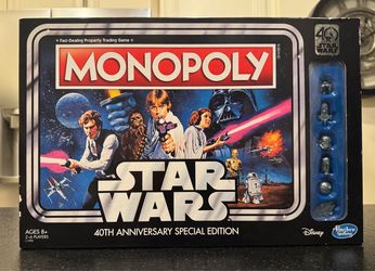 Hasbro Gaming Monopoly Star Wars 40th Anniv Special Ed Board Game C1990