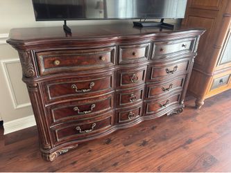 KEVIN CHARLES Cherry Contemporary Traditional Empire Style 68" Double Dresser