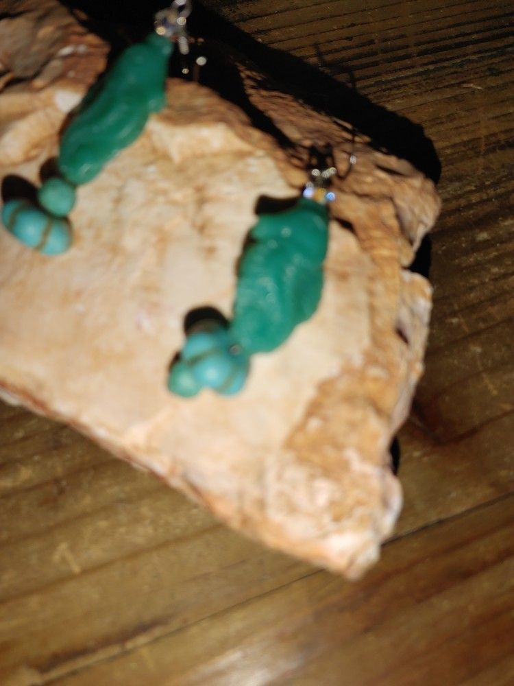 Adorable Fishy Dangle Earrings Turquoise color