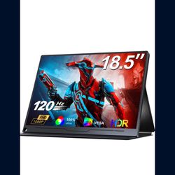 Portable screen 18.5 Inch 120HZ with Black Equalizer FPS/RTS, 100% sRGB 1080P HDR Large Portable Gaming screen, Frameless Travel screen with VESA for