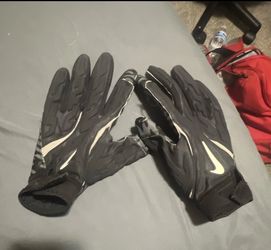Nike Vapor Jet Football Gloves L Black/Gray Full Finger Grip Adjustable Cuff