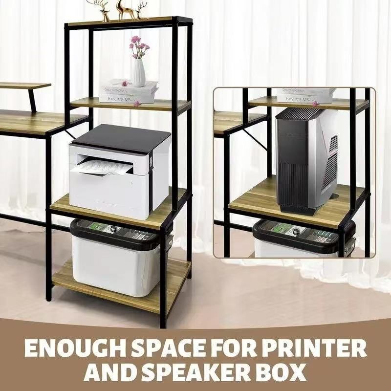 OAKOLORONLY L-Shaped Computer Desk with Storage Shelf, Monitor Stand, Home Office Table