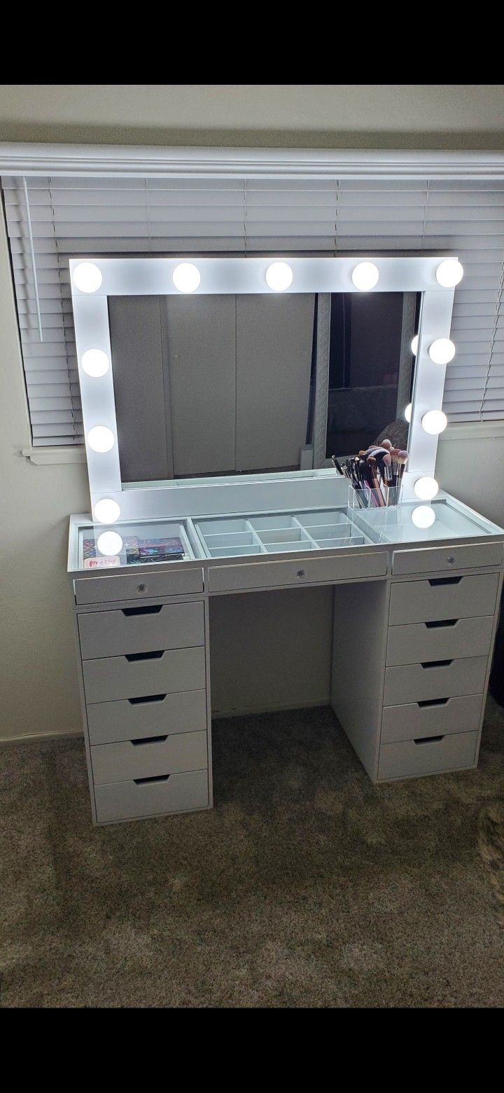 Vanity With Glass Display Top